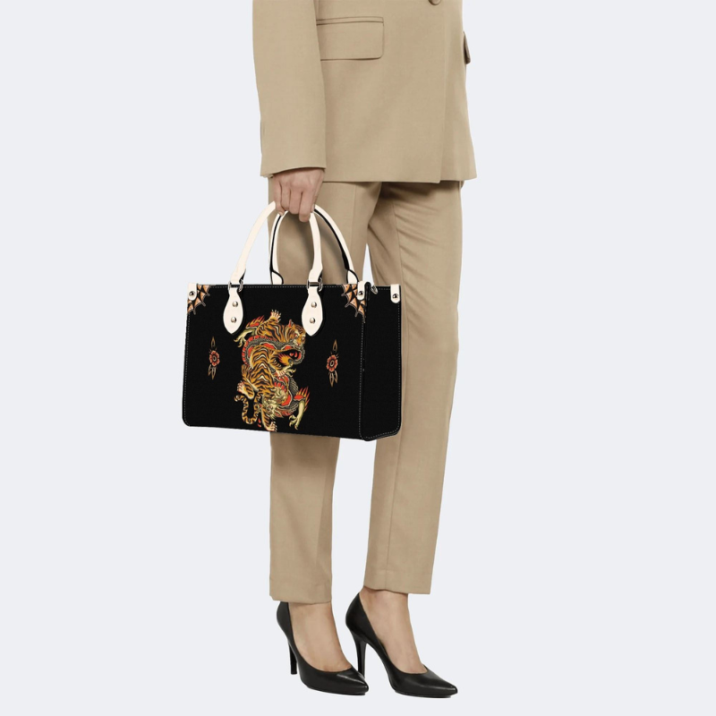 Traditional Tiger And Dragon Print Handbag Factory Direct Sales