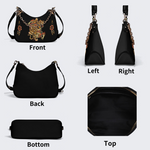 Traditional Tiger And Dragon Print Leather Crossbody Bag