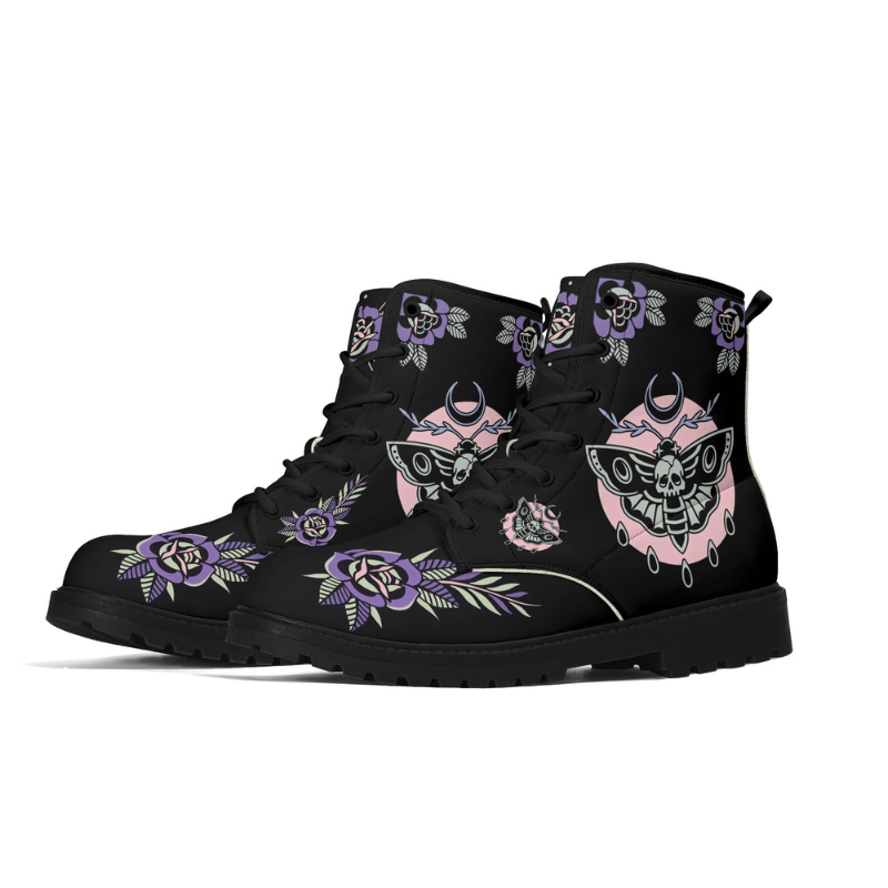 Unisex Death Moth Art Print Boots Factory Direct Sales_01