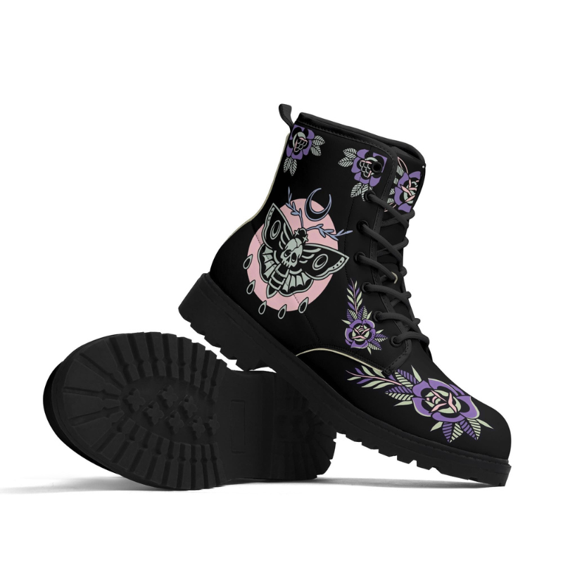 Unisex Death Moth Art Print Boots Factory Direct Sales_04