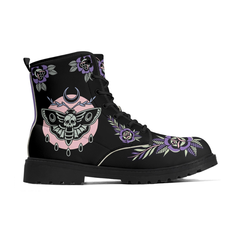 Unisex Death Moth Art Print Boots Factory Direct Sales_05