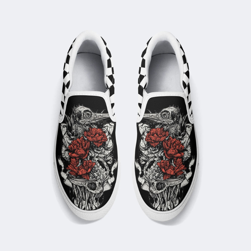 Vintage Crow And Roses Slip On Shoes Factory Direct Sales
