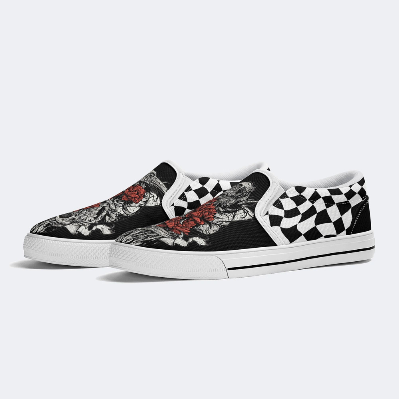 Vintage Crow And Roses Slip On Shoes Factory Direct Sales