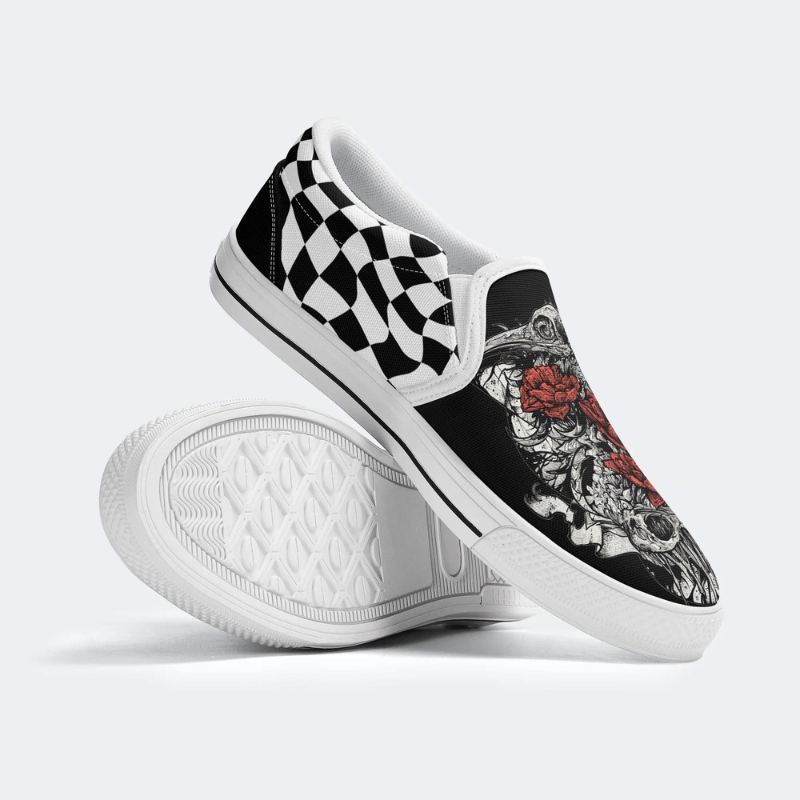 Vintage Crow And Roses Slip On Shoes Factory Direct Sales
