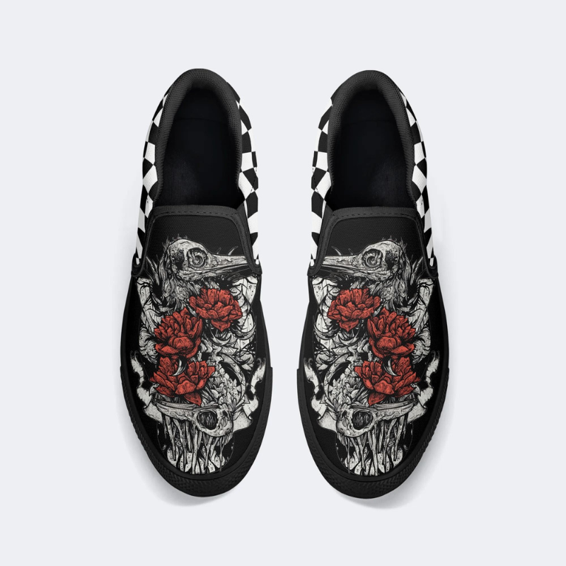 Vintage Crow And Roses Slip On Shoes Factory Direct Sales