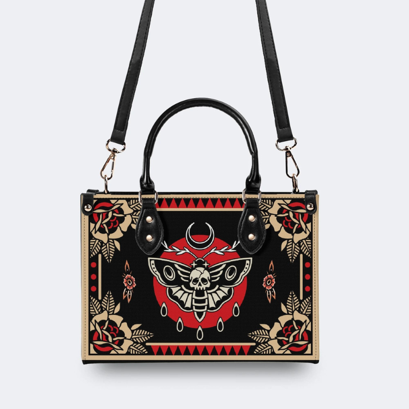 Vintage Red Sun Moth Print Handbag Factory Direct Sales_02