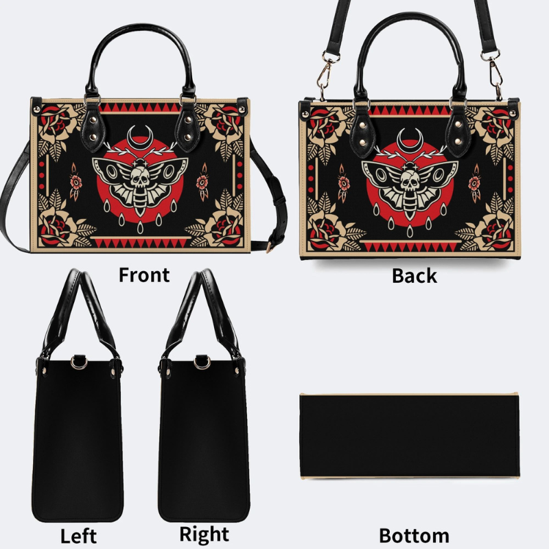 Vintage Red Sun Moth Print Handbag Factory Direct Sales_10