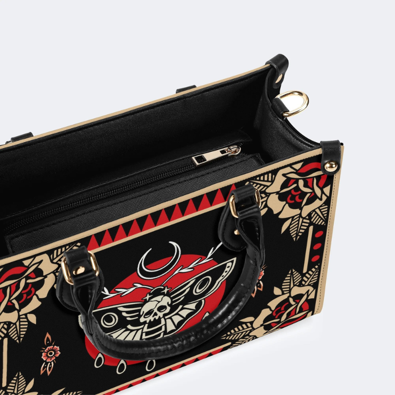 Vintage Red Sun Moth Print Handbag Factory Direct Sales_11