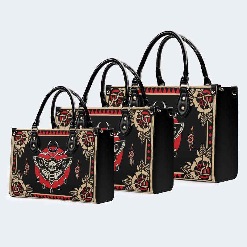 Vintage Red Sun Moth Print Handbag Factory Direct Sales_13