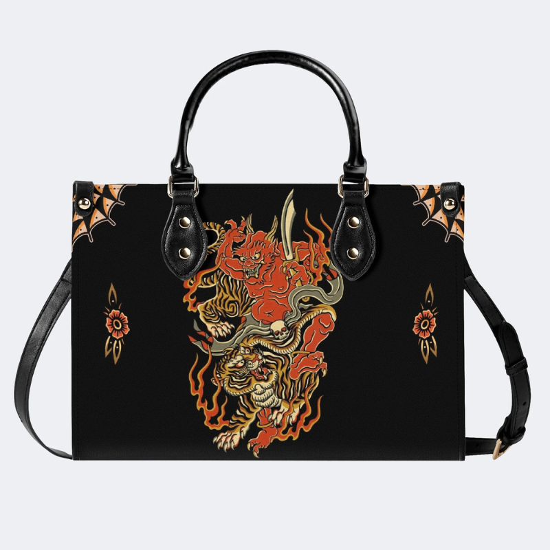 Vintage Tiger And Devil Print Handbag Factory Direct Sales