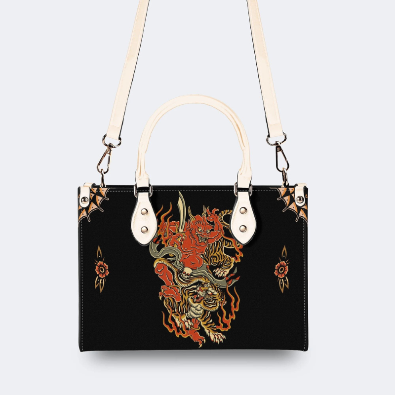 Vintage Tiger And Devil Print Handbag Factory Direct Sales