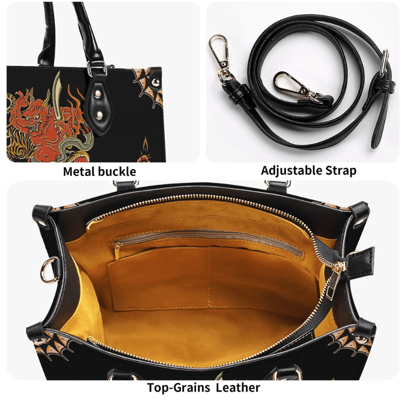 Vintage Tiger And Devil Print Handbag Factory Direct Sales