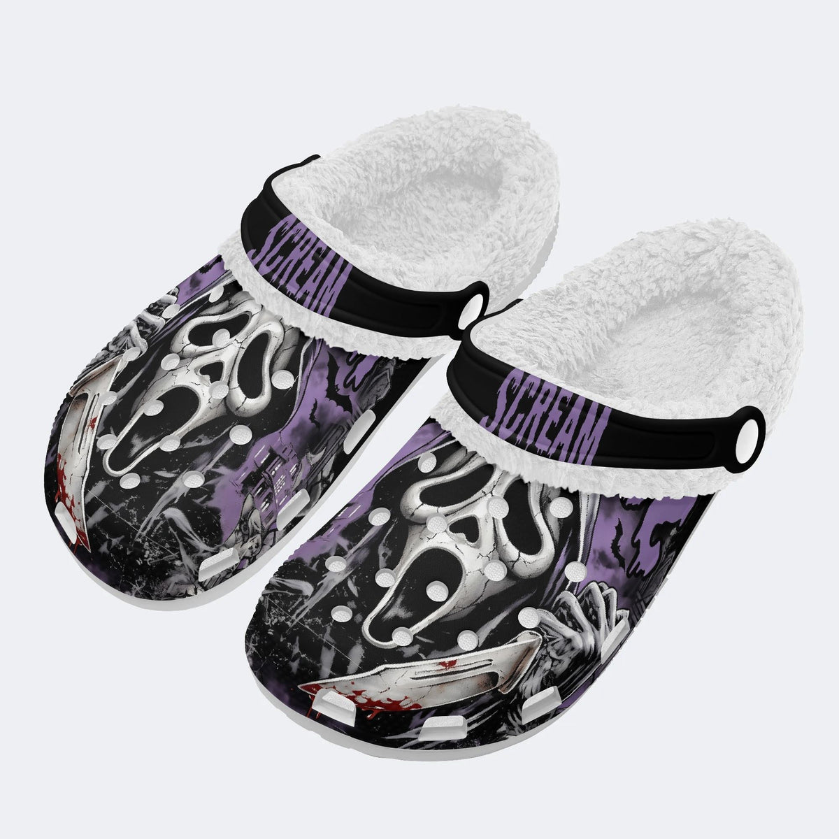 COUPLE SET-Gothic Scream Ghost face & Knife-Fur Lined Slippers