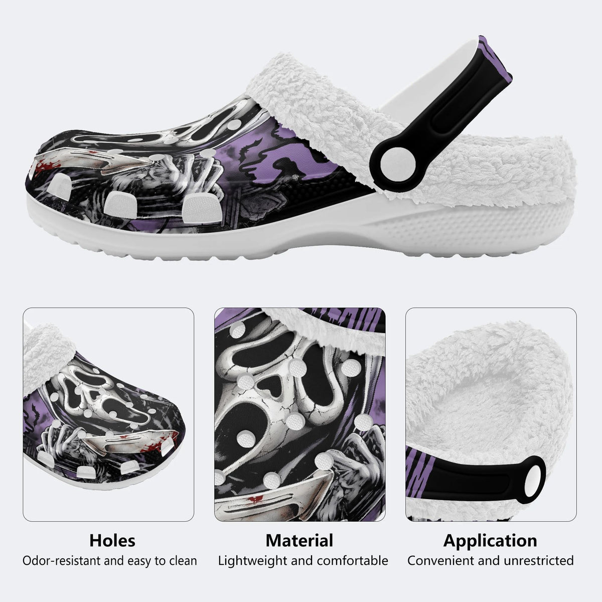 COUPLE SET-Gothic Scream Ghost face & Knife-Fur Lined Slippers