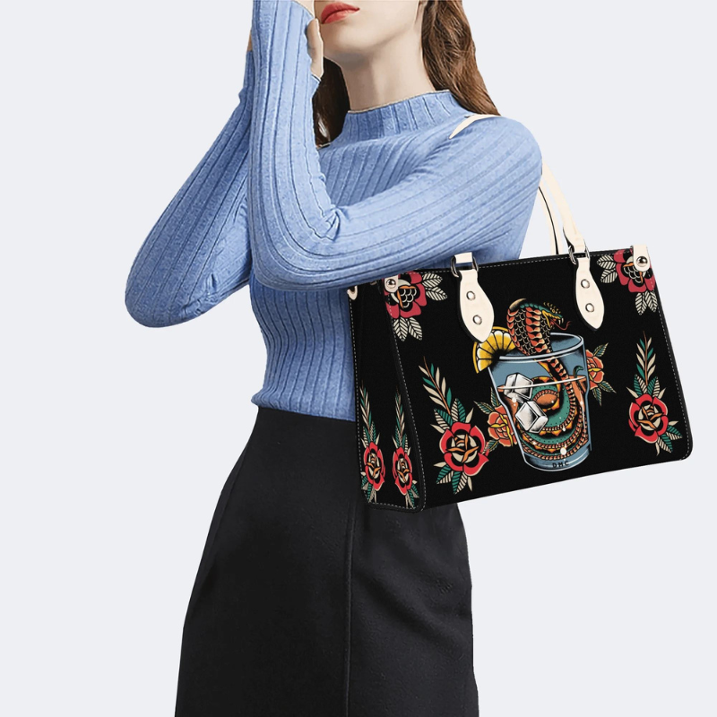 Wine Glass Snake Print Handbag Factory Direct Sales
