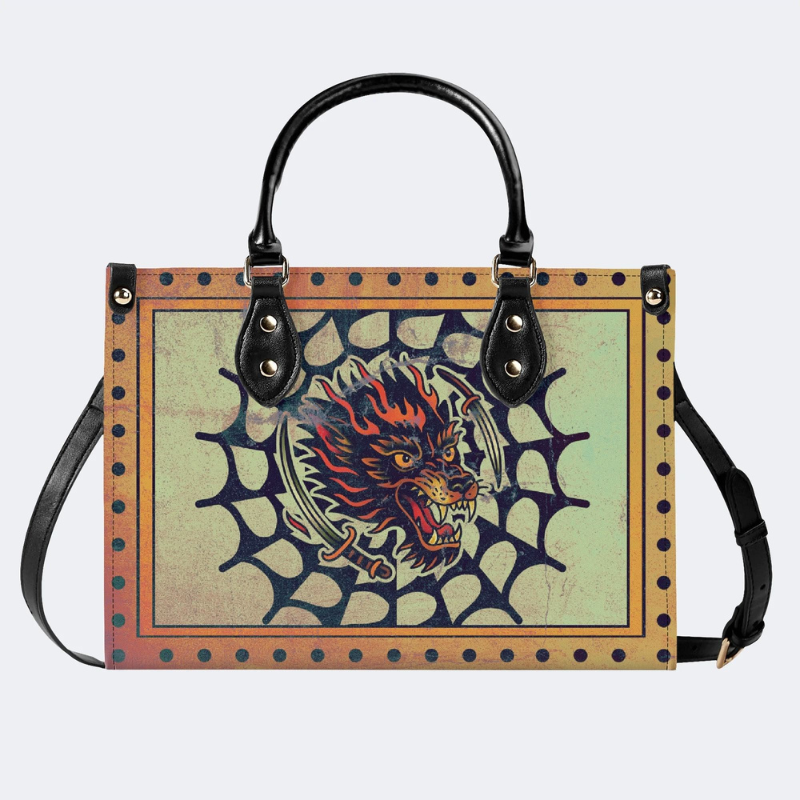 Wolf Head Print Handbag Factory Direct Sales
