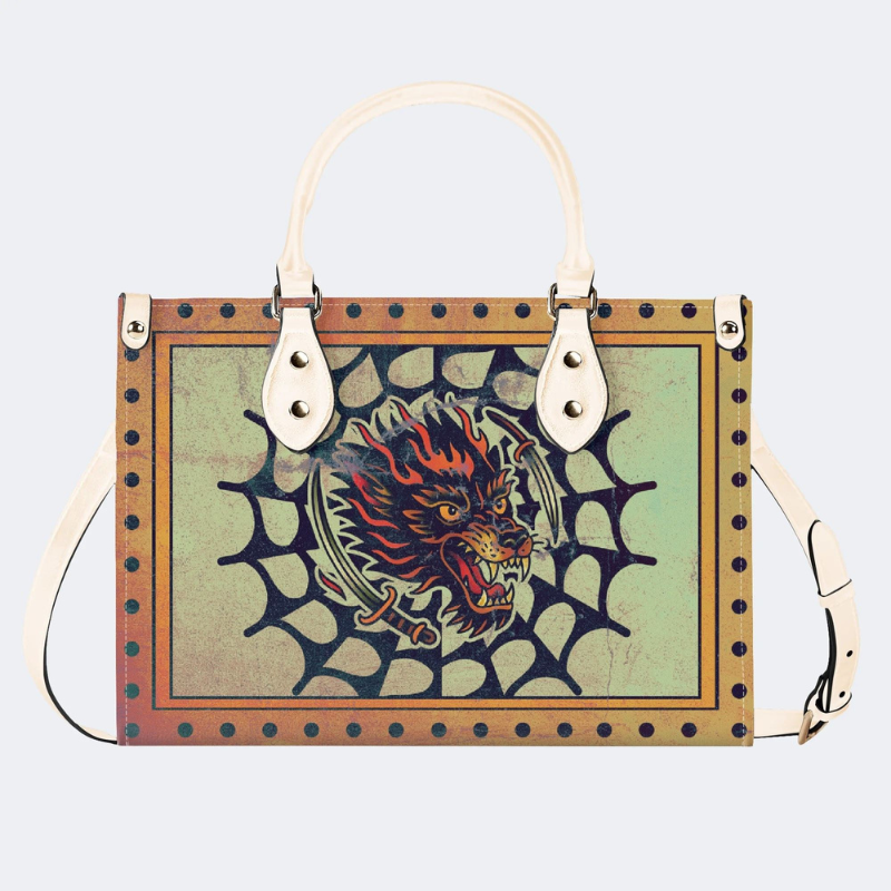 Wolf Head Print Handbag Factory Direct Sales