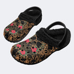 Old School Death Moth Print - Fur Lined Slippers/Sandals