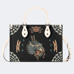 Wolf Vintage Print - Leather Handbag