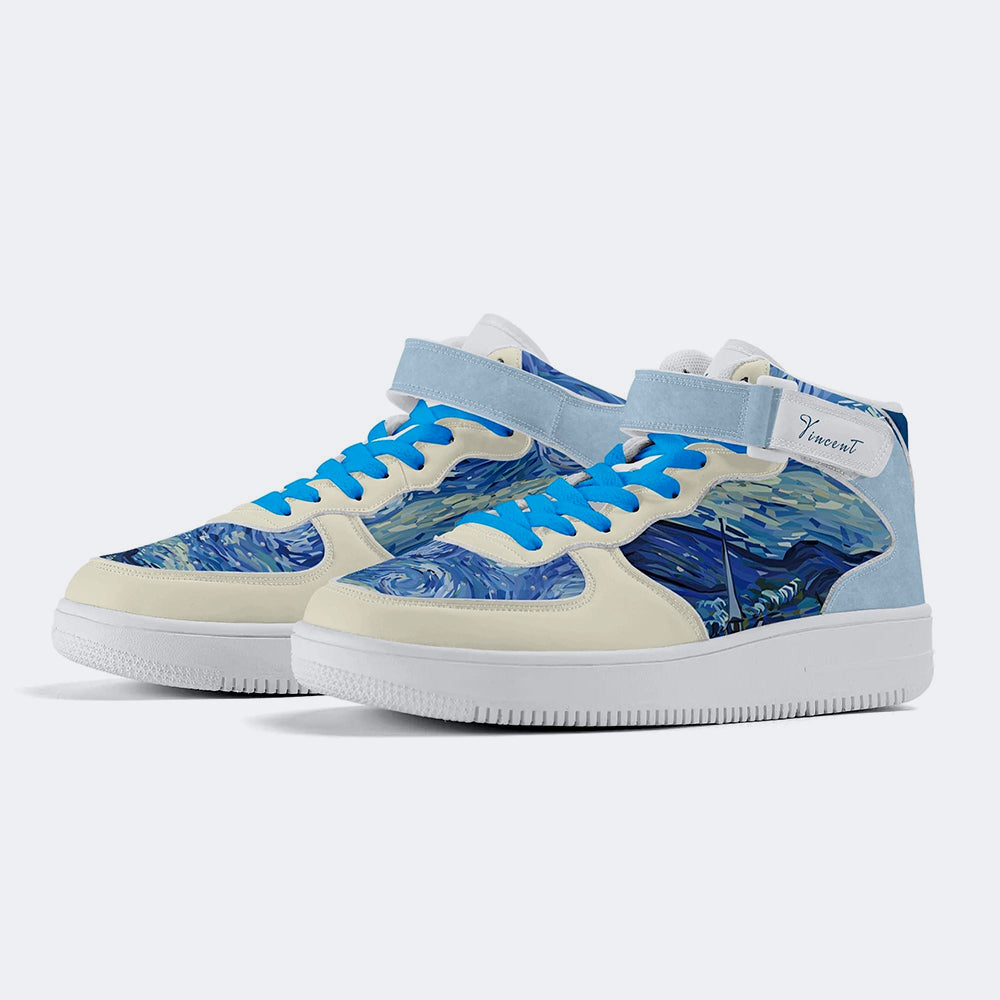 Van Gogh Starry Night inspired - High Top Leather Sneakers