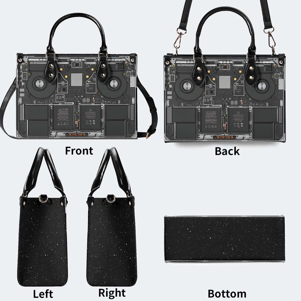 Mechanical Panel Print - Leather Handbag