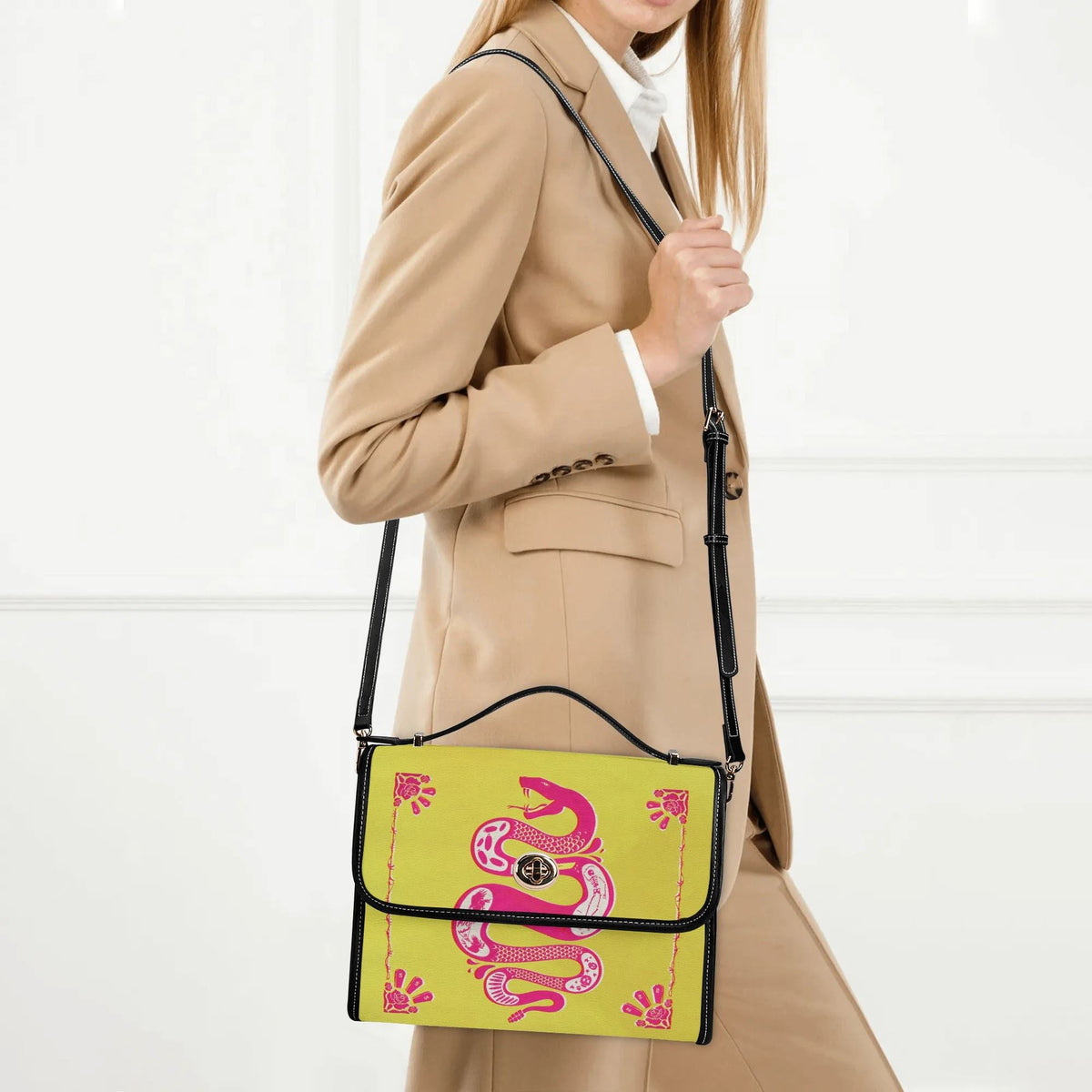 Pink Rattlesnake - Leather Satchel Bag