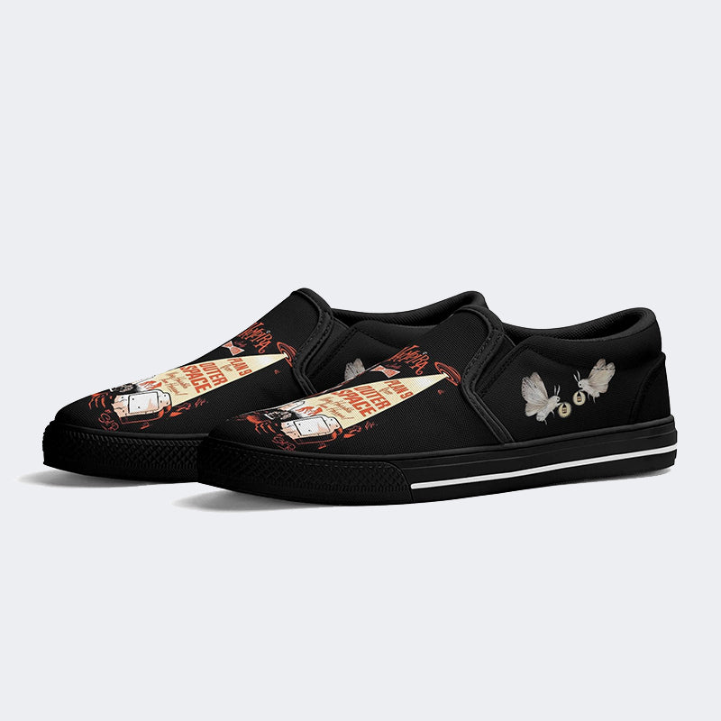 Vintage Gothabilly Outer Space Print - Slip On Shoes