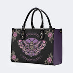 Purple Death Moth Print - Leather Handbag