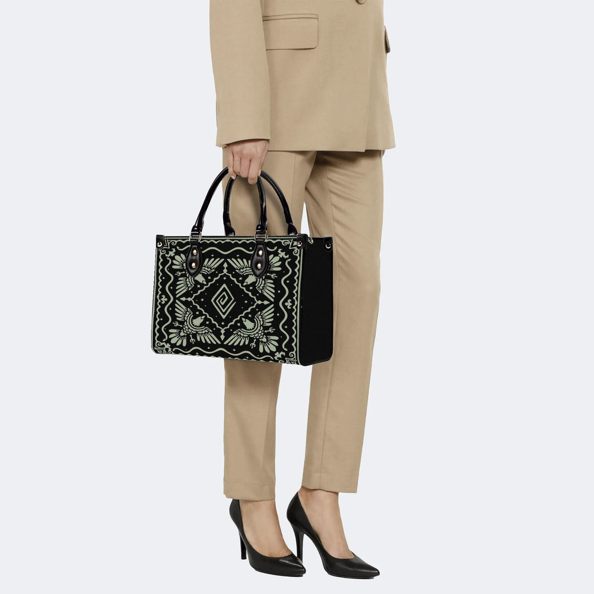 Light Green Eagle Totem - Leather Handbag