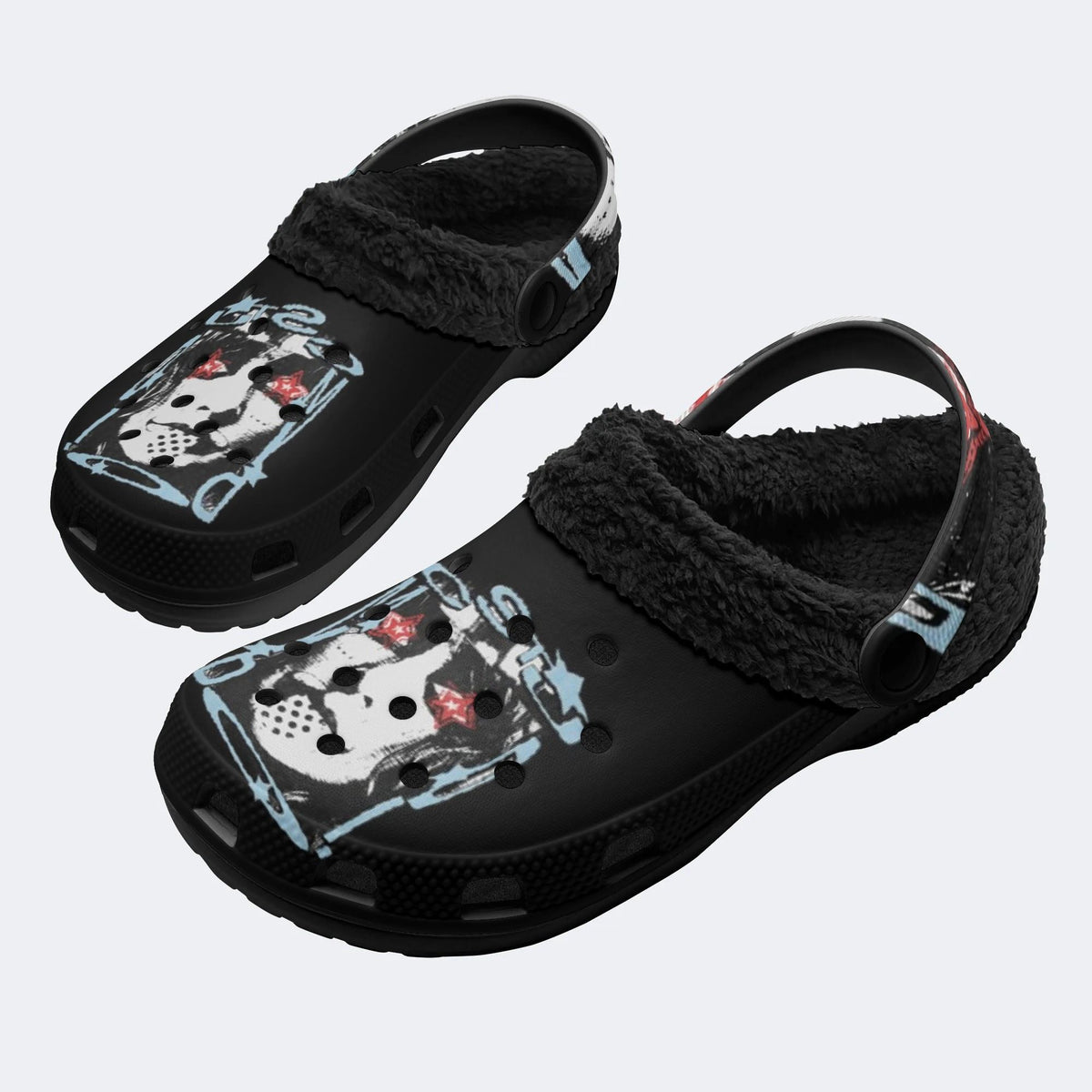 Gothic Punk Portrait Art - Fur Lined Slippers/Sandals