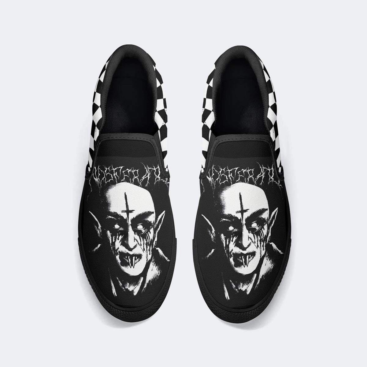 Black Metal Nosferatu Print - Slip On Shoes