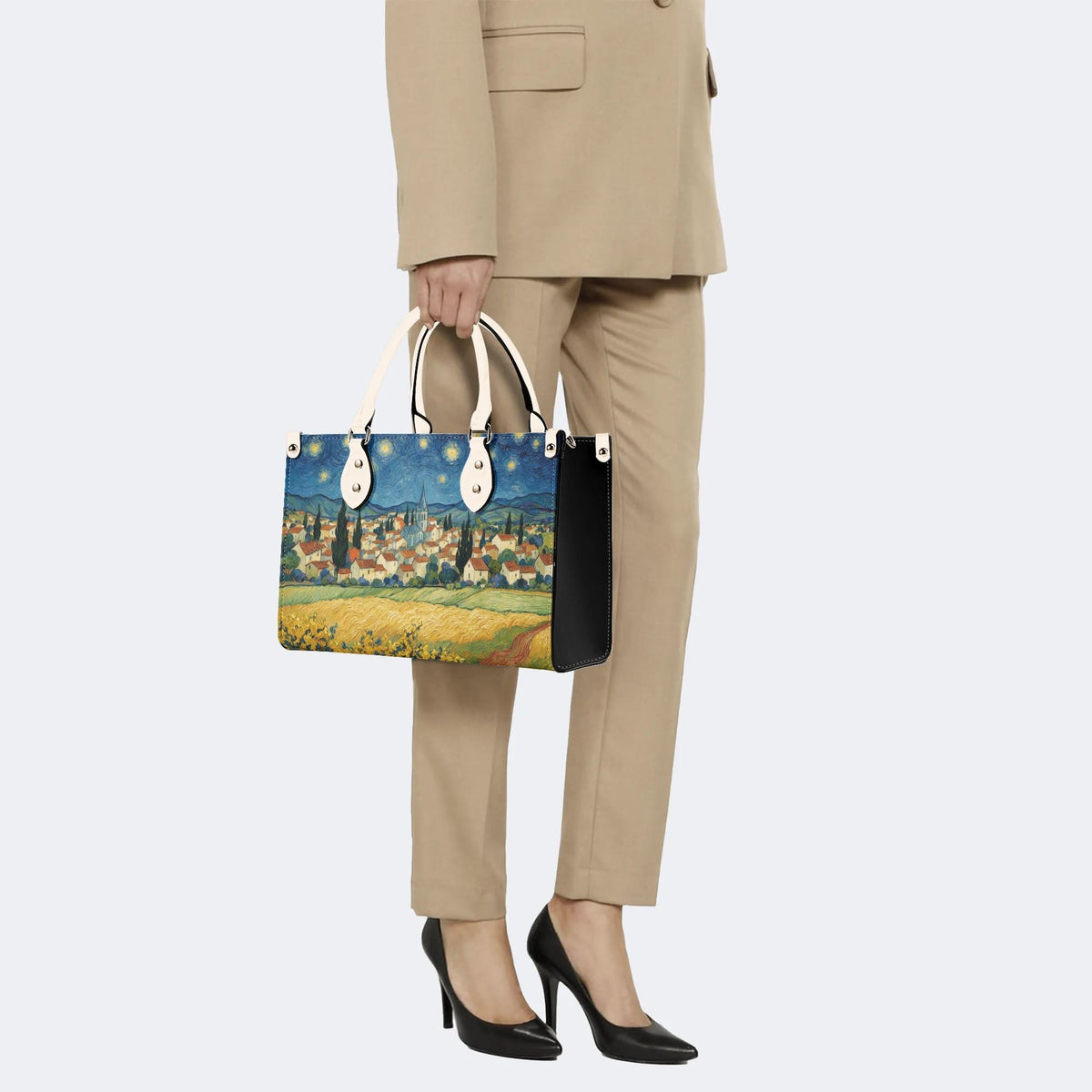 Van Gogh Starry Night Town Print Handbag Factory Direct Sales