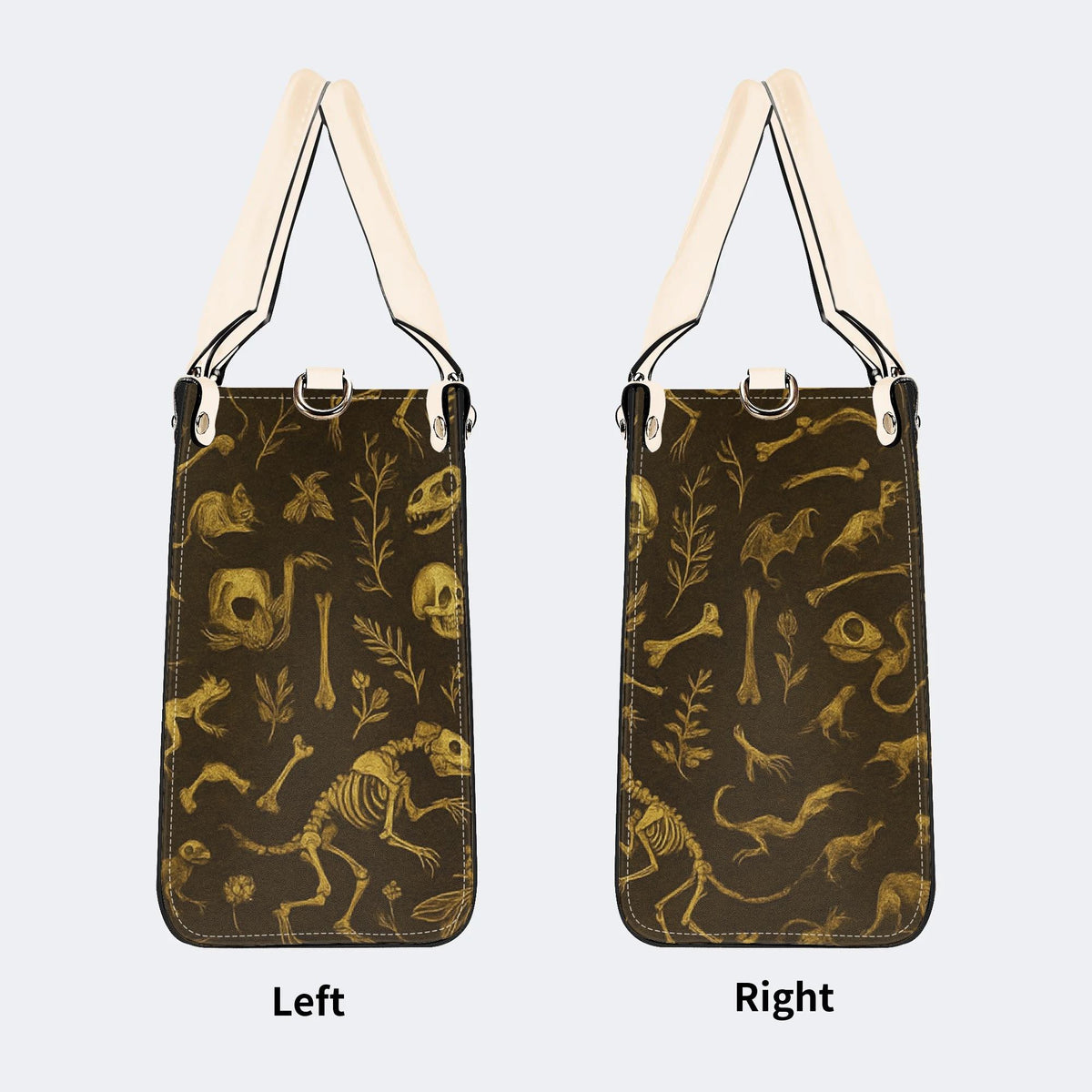 Death Moth And Animal Skeleton - Leather Handbag