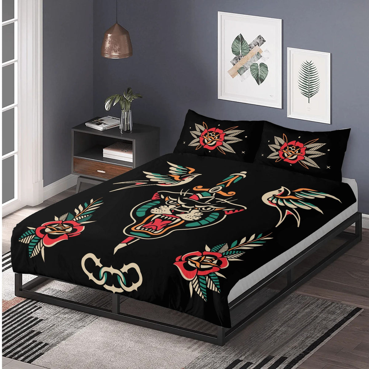 Old School Tiger Print - Three Piece Bedding Set