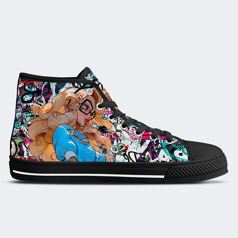 Alice In Wasteland High Top Canvas Shoes