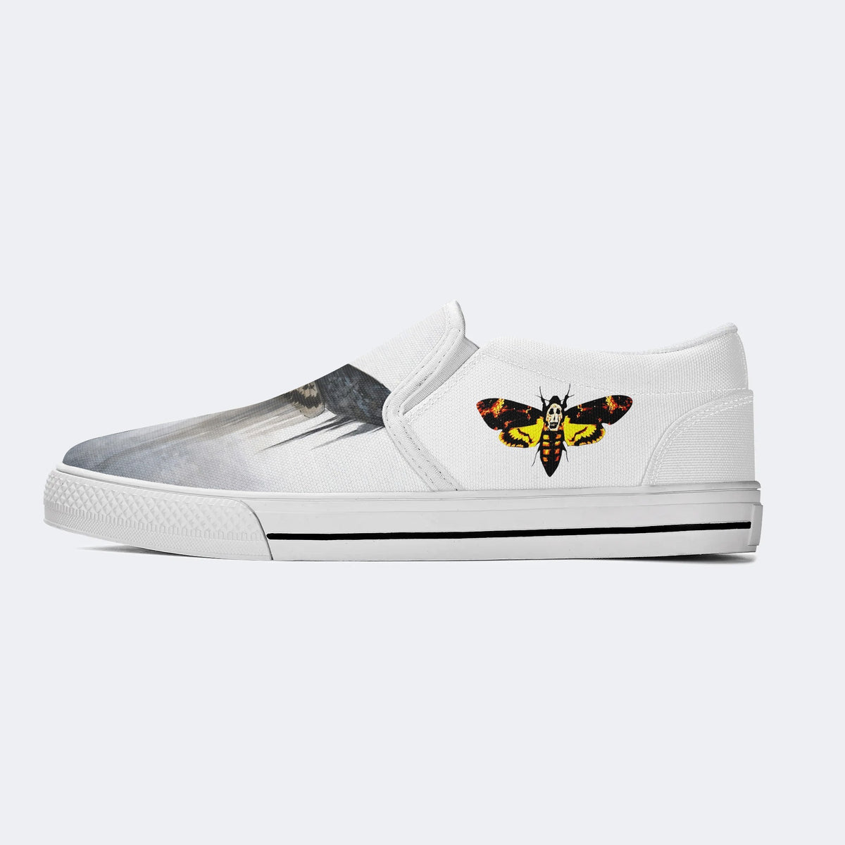 Surreal Death Moth Print - Slip On Shoes