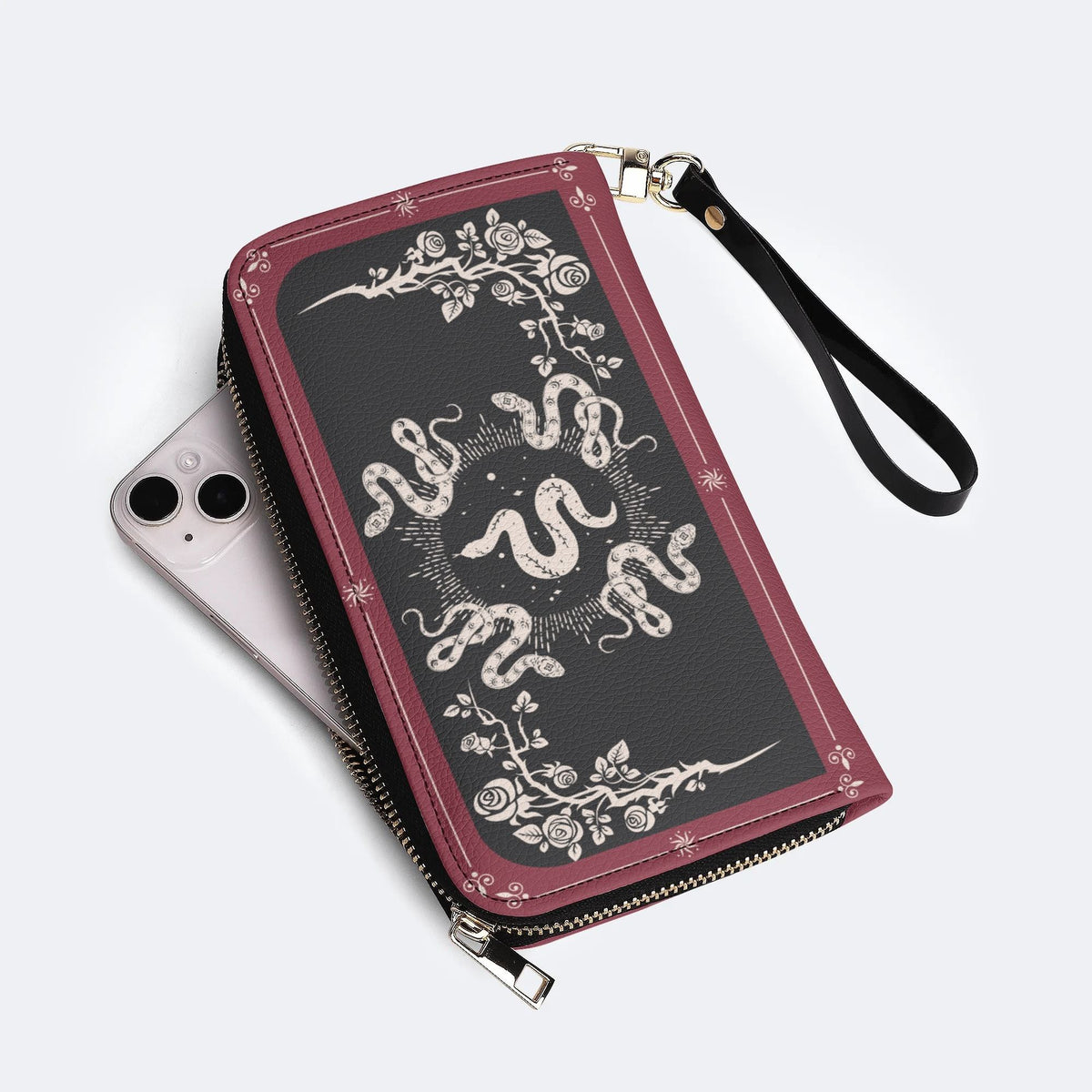 Inscribed Viper Print - Leather Wallet
