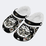 Death Moth Vintage Print - Fur Lined Slippers/Sandals