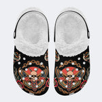 Art Death Moth Print - Fur Lined Slippers/Sandals