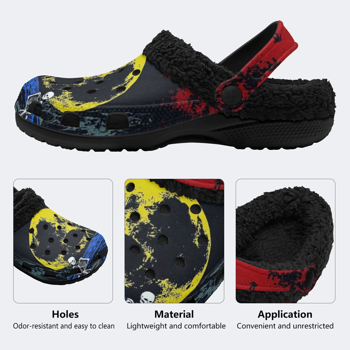 Night Grave Skeleton - Fur Lined Slippers/Sandals