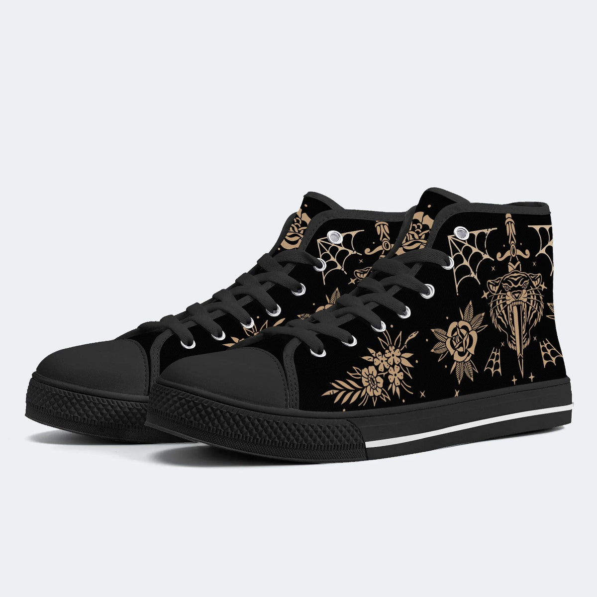 Old School Tiger Print - High Top Canvas