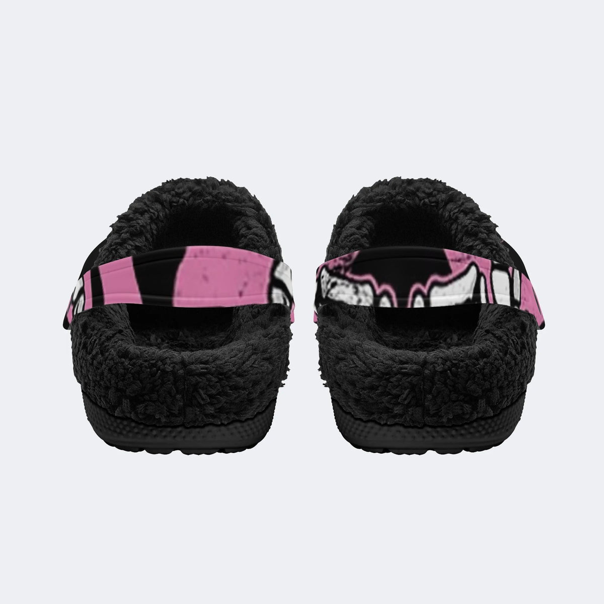 Gothic Skeleton Love Sign - Fur Lined Slippers/Sandals