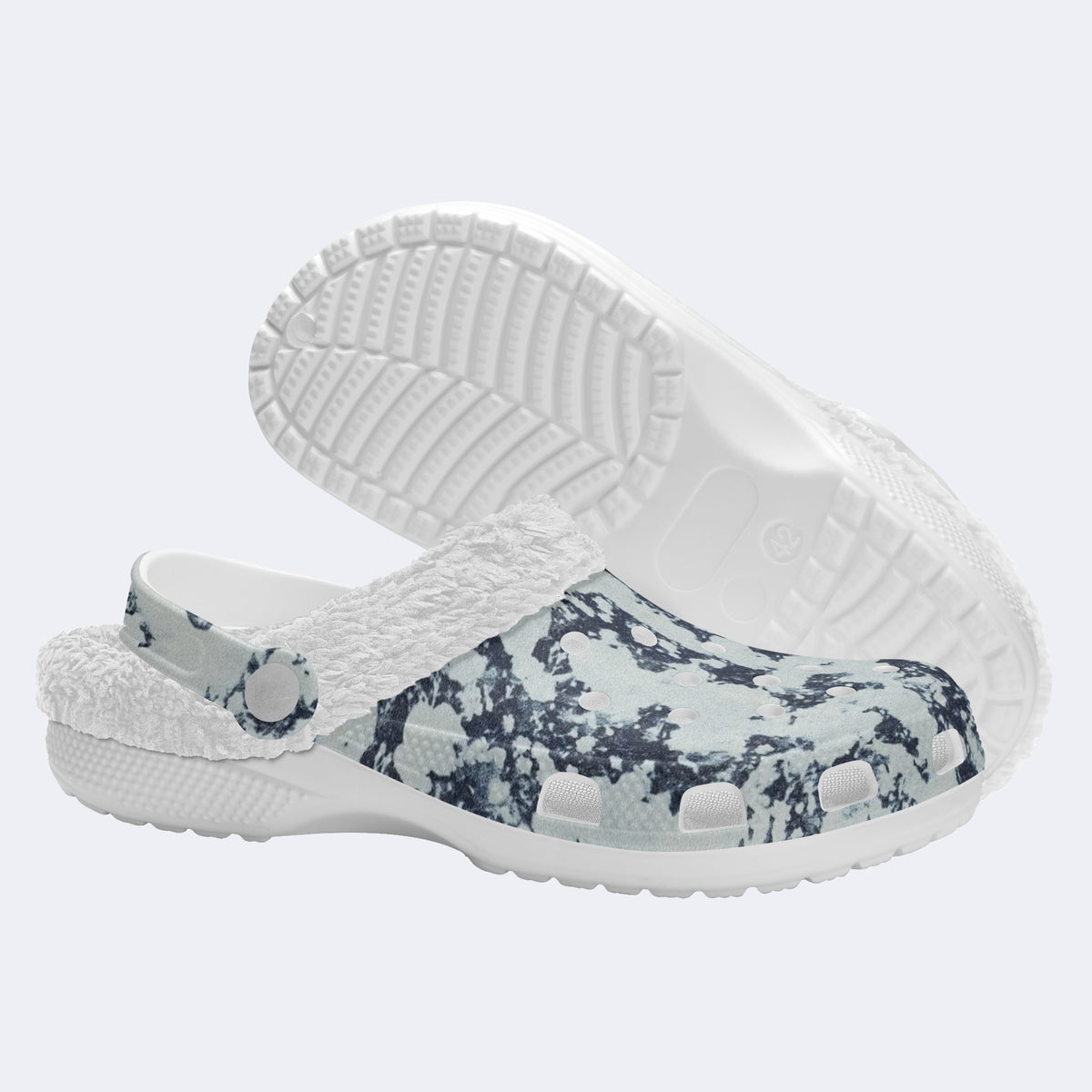 Unisex Ink Print - Fur Lined Slippers/Sandals