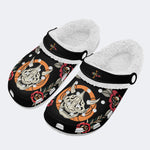 Horror Demon Print - Fur Lined Slippers/Sandals