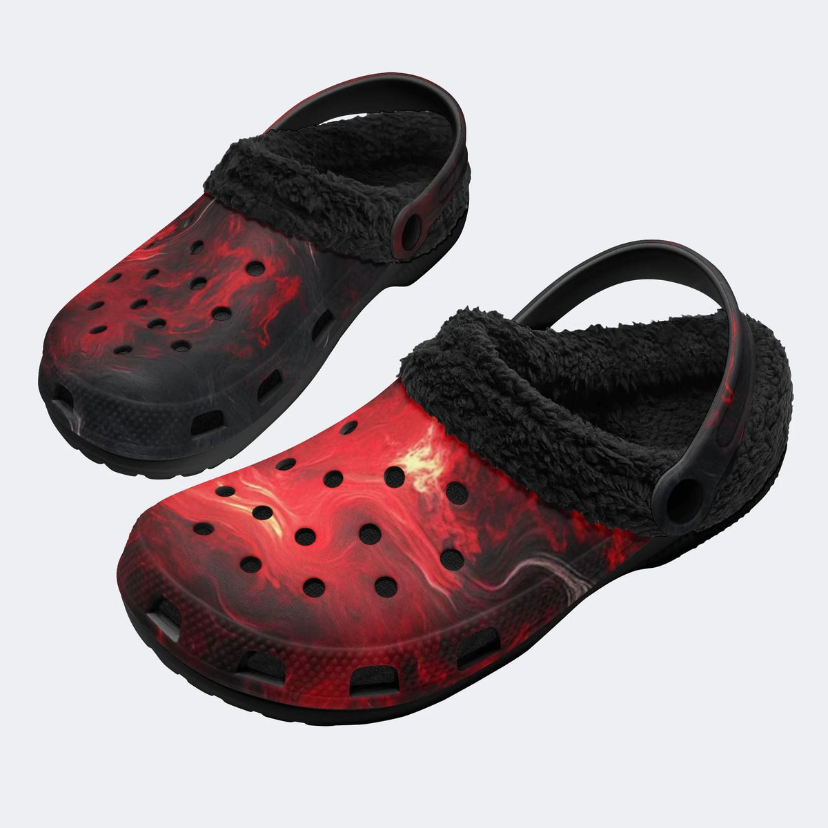 Crimson Hell Mist - Fur Lined Slippers/Sandals