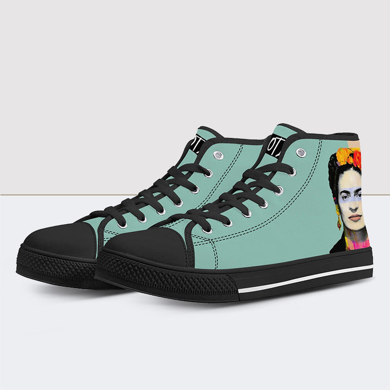 Colorful Frida Kahlo Fanart Feminist Pride Movement High Top Canvas Shoes