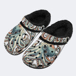 Octopus Print - Fur Lined Slippers/Sandals