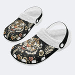 Vintage Tiger Funny Print - Fur Lined Slippers/Sandals