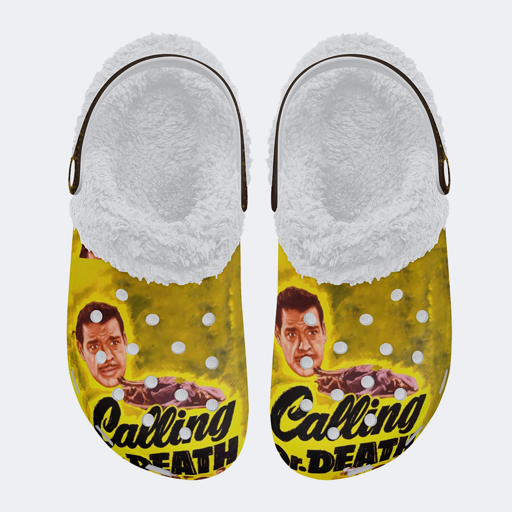 Horror Print - Fur Lined Slippers/Sandals