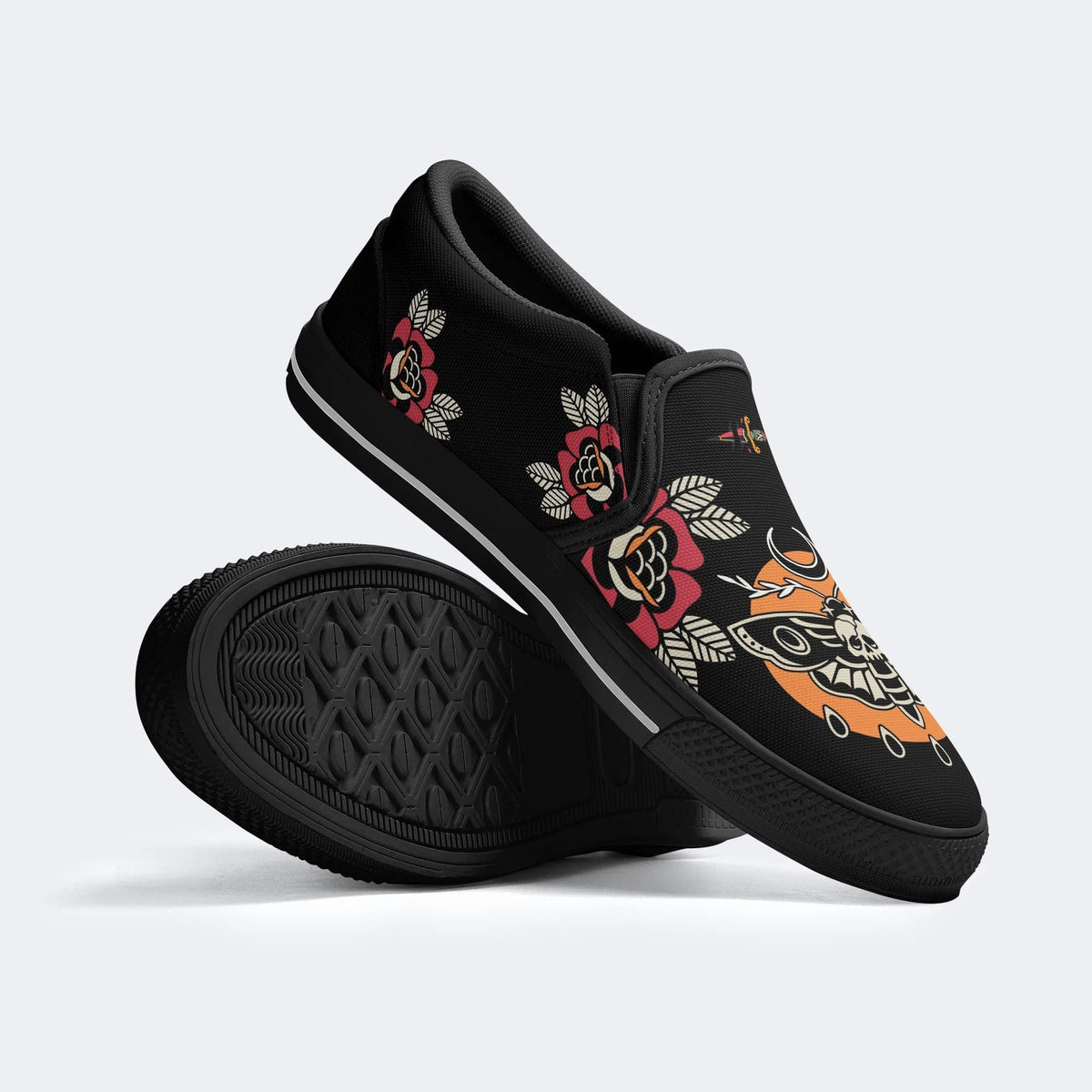 Death Moth Vintage Print - Slip On Shoes